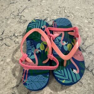 Kids Flamingo Print Sandals - Pink and Blue